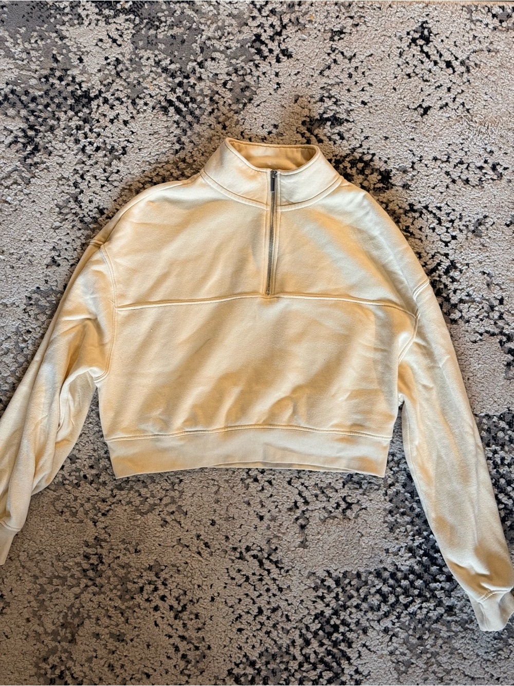 Divided Cream Half-Zip Cropped Sweatshirt